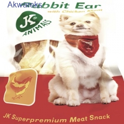 JK Animals - Przysmak dla psa królicze uszy z mięsem z kurczaka [80g]